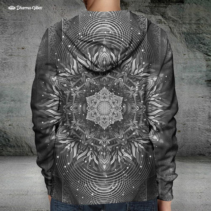 Aligned Flower Black by YantrArt Hoodie