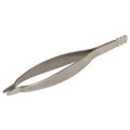 Metal tweezers on a white background