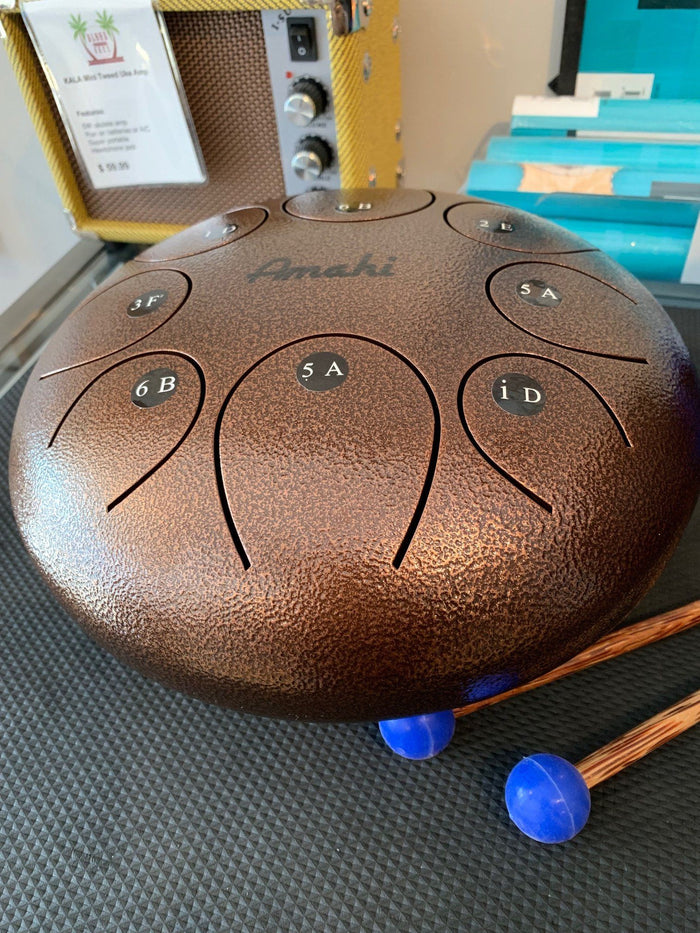 AMAHI 10" Bronze Steel Tongue Drum w/Bag and Mallets - Aloha City Ukes