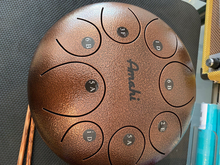 AMAHI 10" Bronze Steel Tongue Drum w/Bag and Mallets - Aloha City Ukes