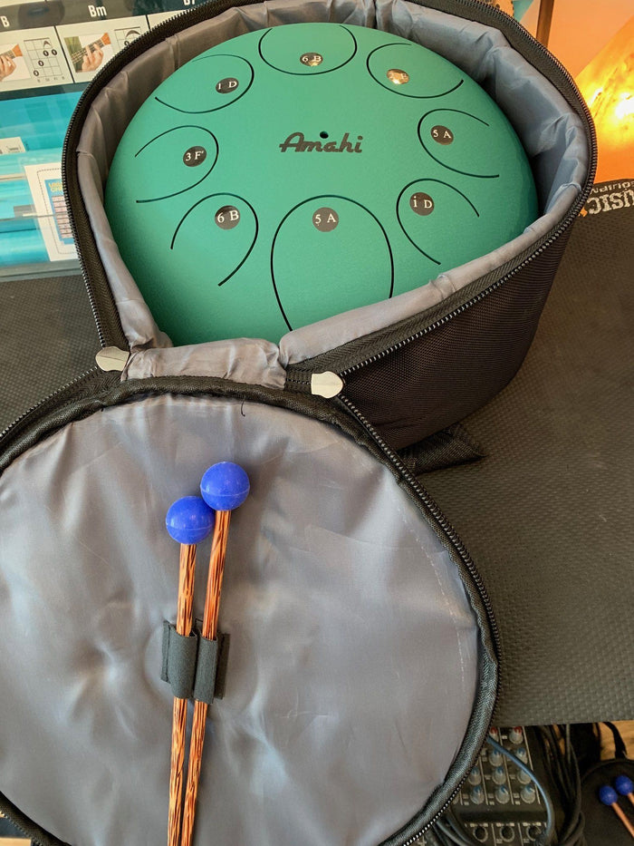 AMAHI 12" Green Steel Tongue Drum w/Bag and Mallets - Aloha City Ukes