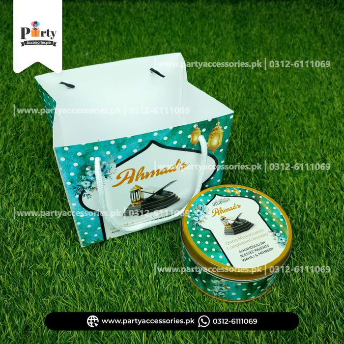 Customized Ameen Mubarak Sweat Boxes with Bag