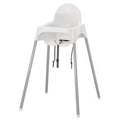 ANTILOP Highchair with safety belt, White/silver-colour