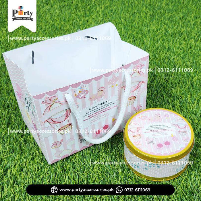 Baby Announcement Customized Tin Boxes with Carry Bags