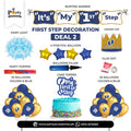 baby first step deal set up for decoration in blue color