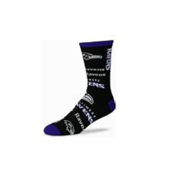 Baltimore Ravens End to End Black Crew Socks