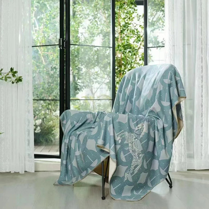 Barrucio Horse Print Blanket Blue