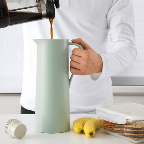 BEHOVD Vacuum flask, Light green/beige, 1 l