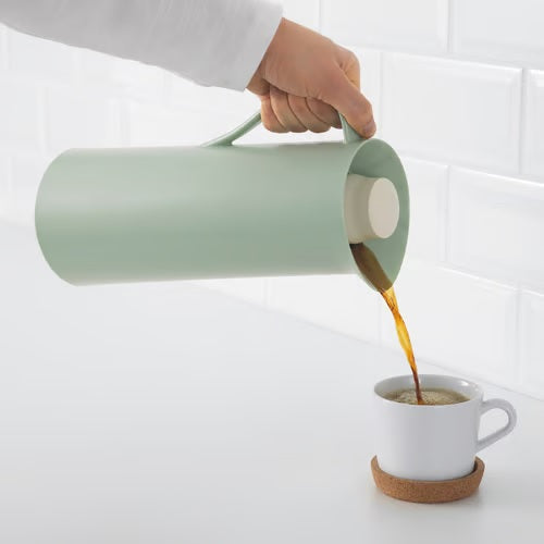 BEHOVD Vacuum flask, Light green/beige, 1 l