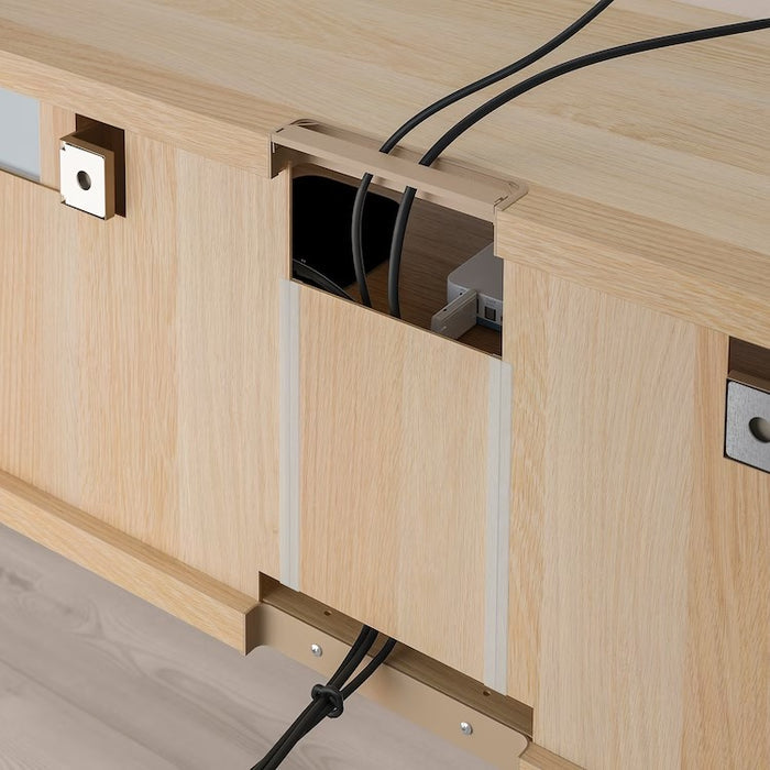 BESTA TV bench, 180x40x38cm, White stained oak effect