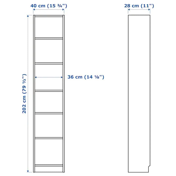 BILLY bookcase 40x202cm, White