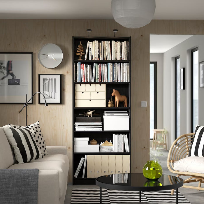 BILLY Bookcase, Black oak effect, 80x28x202cm