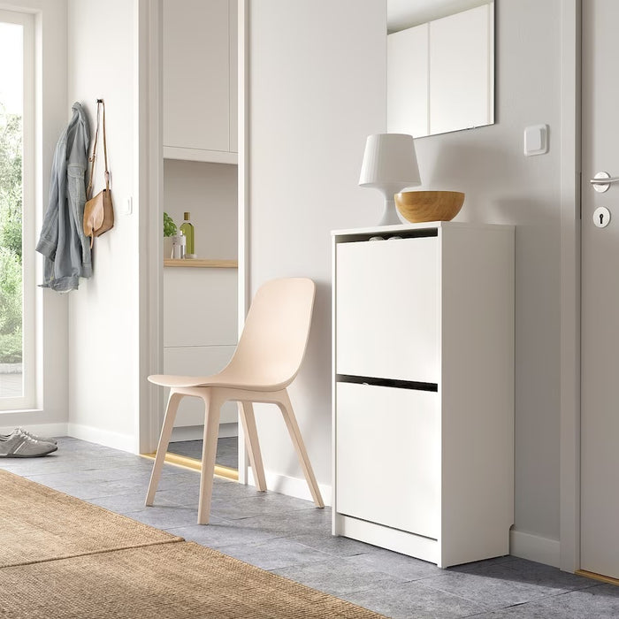 BISSA Shoe cabinet with 2 compartments, White, 49x28x93cm
