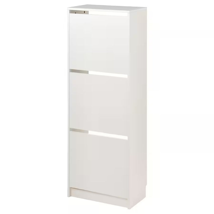 BISSA Shoe cabinet with 3 compartments, White, 49x28x135cm