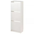 BISSA Shoe cabinet with 3 compartments, White, 49x28x135cm