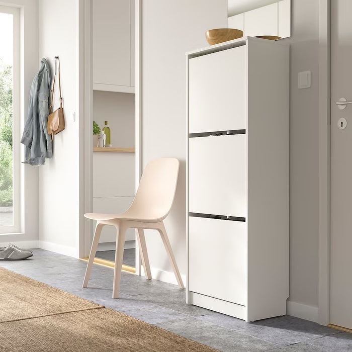 BISSA Shoe cabinet with 3 compartments, White, 49x28x135cm