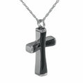 Black Onyx Cross Stainless Steel Pendant/Necklace Cremation Urn for Ashes