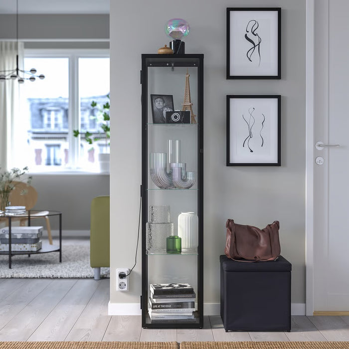 BLALIDEN Glass-door cabinet, Black, 35x32x151cm