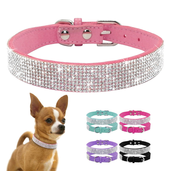 Bling Rose Suede Collar - Dogs and Horses