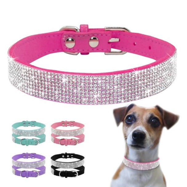 Bling Rose Suede Collar - Dogs and Horses