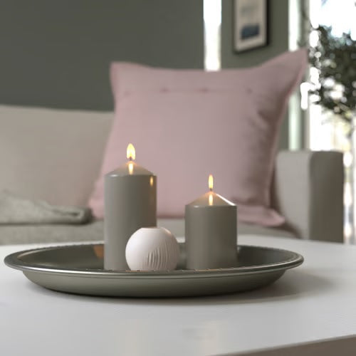 BLODOLVON Candle dish, Grey, 34cm