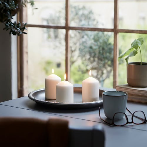 BLODOLVON Candle dish, Grey, 34cm