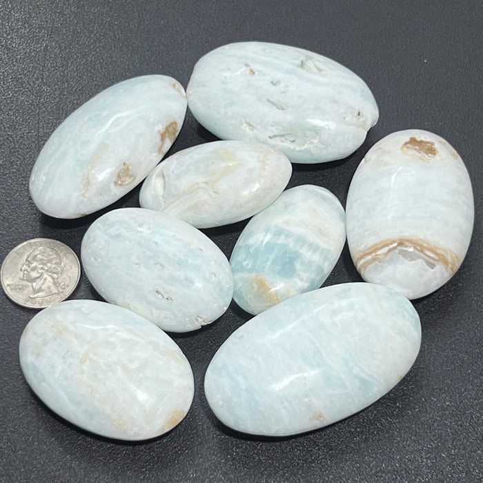 Blue Caribbean Calcite Palm Stone Carving