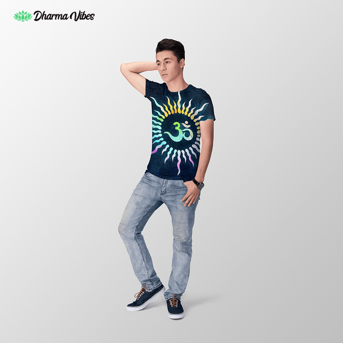 Blue Sun Om Rays by McAshe Tshirt