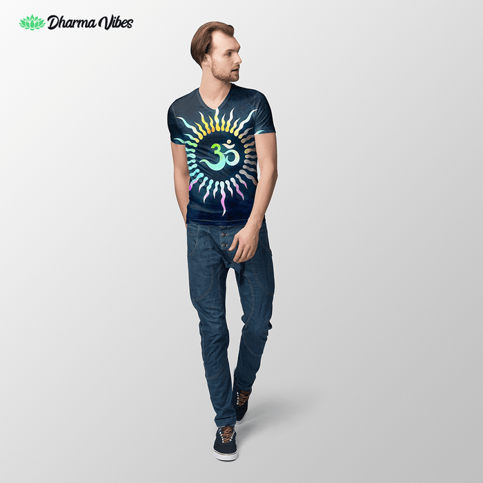 Blue Sun Om Rays by McAshe Tshirt