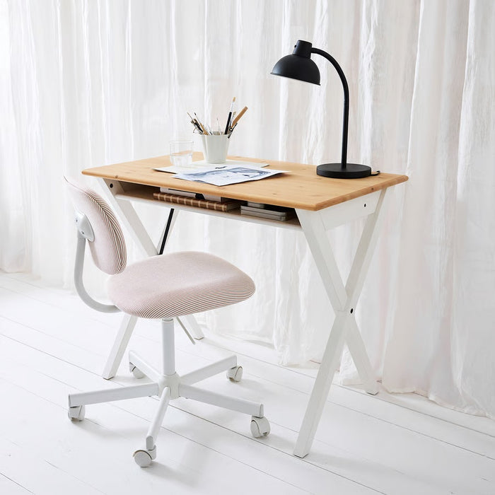 BOLLPOJKE Desk, Pine/white, 90x55cm
