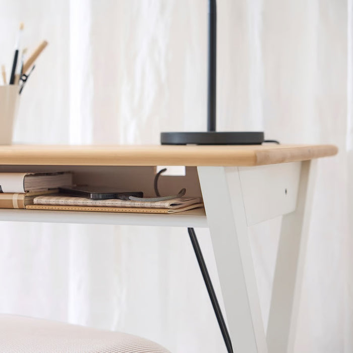 BOLLPOJKE Desk, Pine/white, 90x55cm