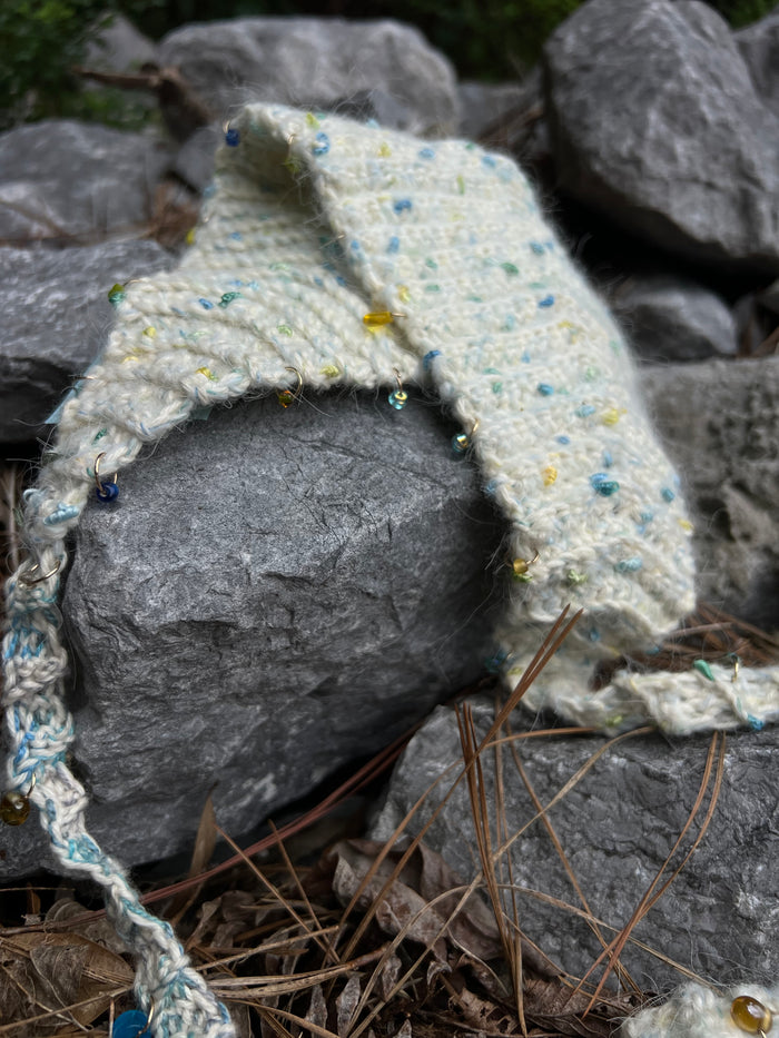 Bonnie Blue Beaded Bonnet - Crochet Bonnet
