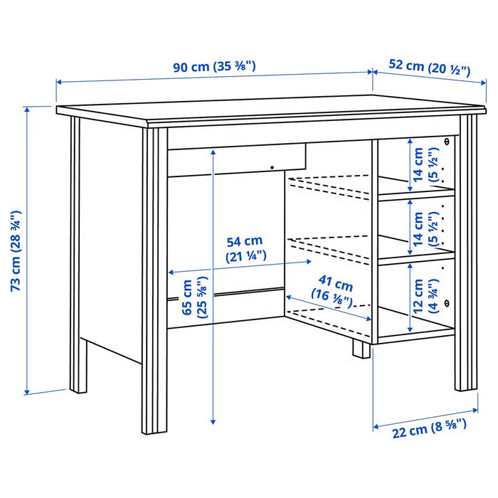 BRUSALI Desk, white, 90x52cm