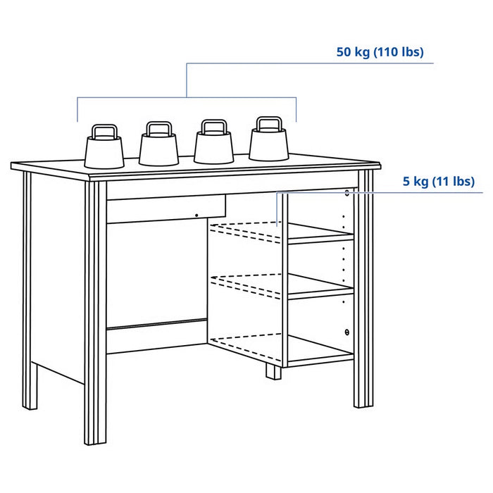 BRUSALI Desk, white, 90x52cm