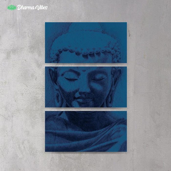 Buddha DRG Chrome - Blue by BuddhArt 3-Piece Canvas