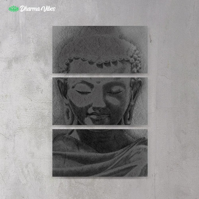 Buddha DRG Chrome - BW by BuddhArt 3-Piece Canvas