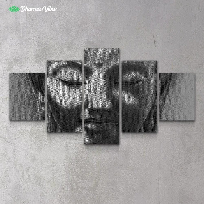 Buddha DRG Chrome - BW by BuddhArt 5-Piece Canvas