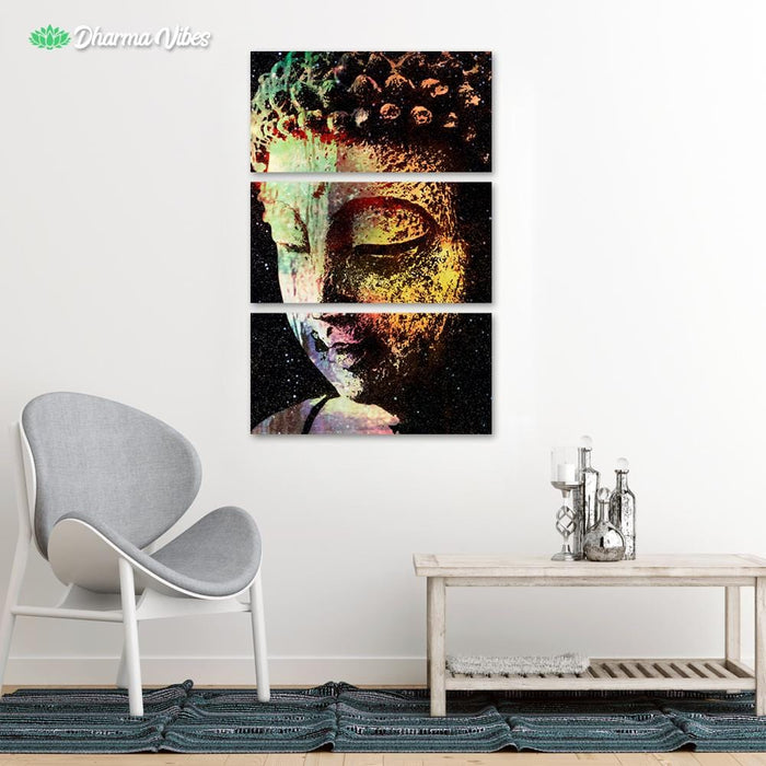 Buddha Galaxy by McAshe 3-Piece Canvas