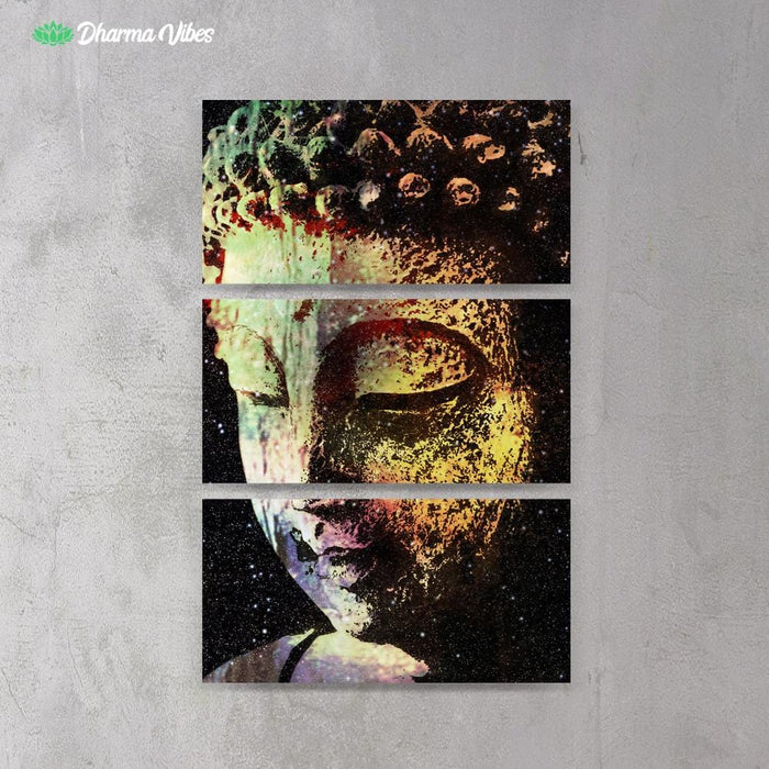 Buddha Galaxy by McAshe 3-Piece Canvas