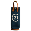 C21 Black Insulated Wine Tote with Tan Vegan Leather Handles