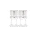 Sophistiplate LLC's Champagne Modern 4 Pack features clear, shatterproof 8 oz glasses arranged in a line on a white background, blending elegance and durability—perfect for any celebration.