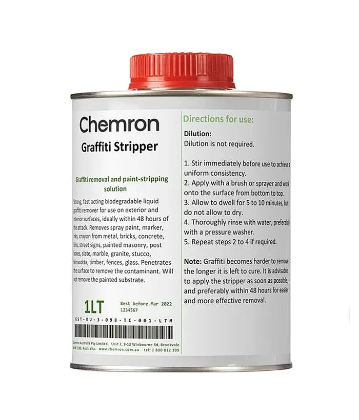 Chemron Graffiti Stripper 1L - Stone Doctor Australia - Building Care > Low Toxicity Solvent > Graffiti Remover