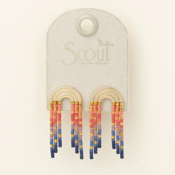 Chromacolor Miyuki Rainbow Fringe Earring - Multi/Gold