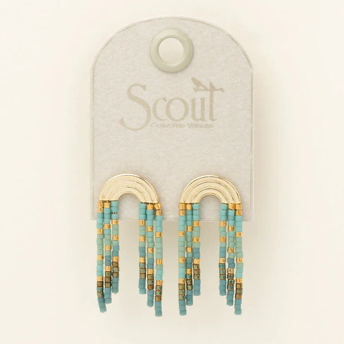 Chromacolor Miyuki Rainbow Fringe Earring - Turquoise/Mint/Gold