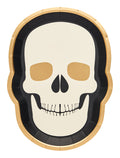 Add a touch of eerie elegance to your Halloween tablescape with Sophistiplate’s Classic Spooky Skull Salad Plates—featuring a white skull face, black eye and nose sockets, gold accents, and a striking gold-and-black border. Set includes 8 plates.