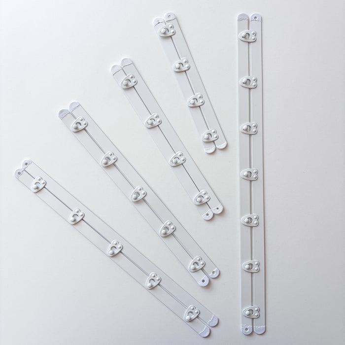 Corset Busk - White Bone with Silver or White Clip - 12mm wide - various lengths