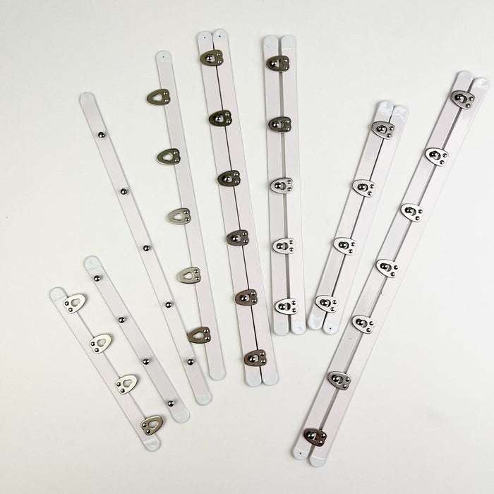 Corset Busk - White Bone with Silver or White Clip - 12mm wide - various lengths