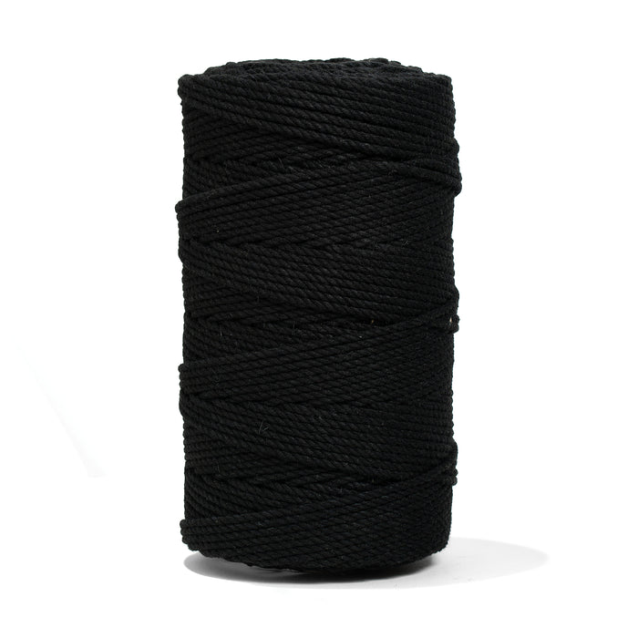 COTTON ROPE ZERO WASTE 2 MM - 3 PLY - BLACK COLOR