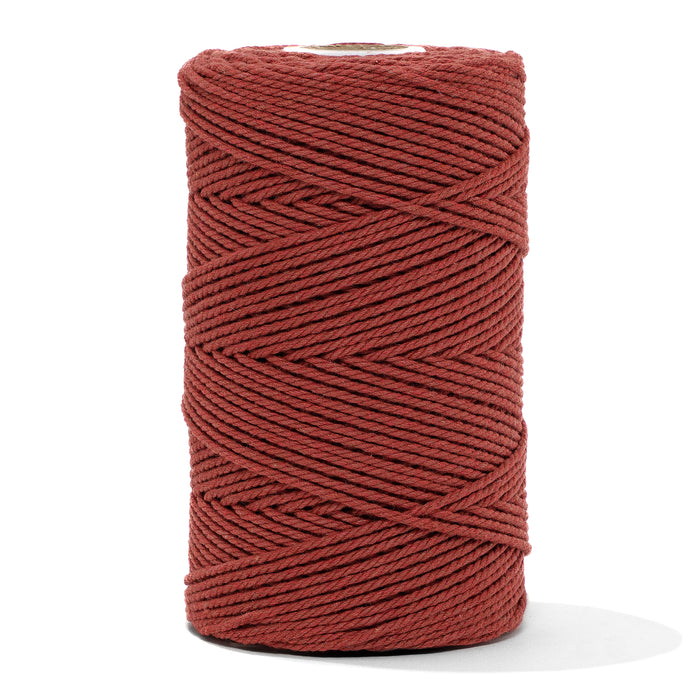 COTTON ROPE ZERO WASTE 2 MM - 3 PLY  - RED AMBER COLOR