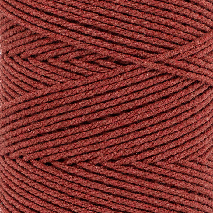 COTTON ROPE ZERO WASTE 2 MM - 3 PLY  - RED AMBER COLOR